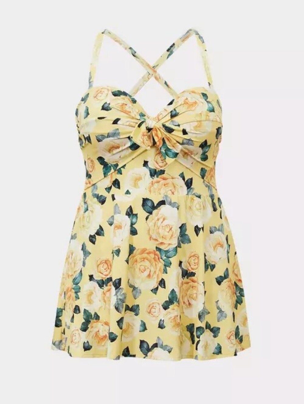 TORRID Yellow Floral Underwire One-Piece Swim Dress size 1 Equal To 14 16